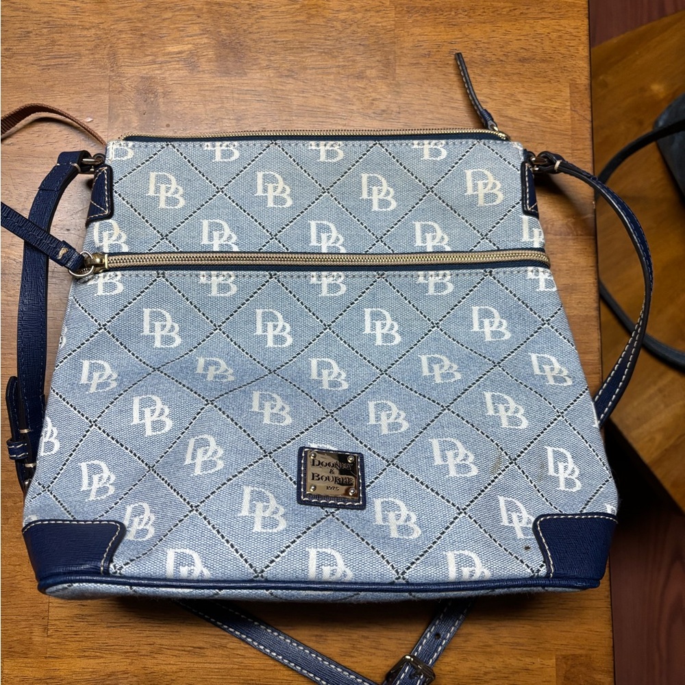 Dooney & Bourke Light Blue and Navy Crossbody Bag